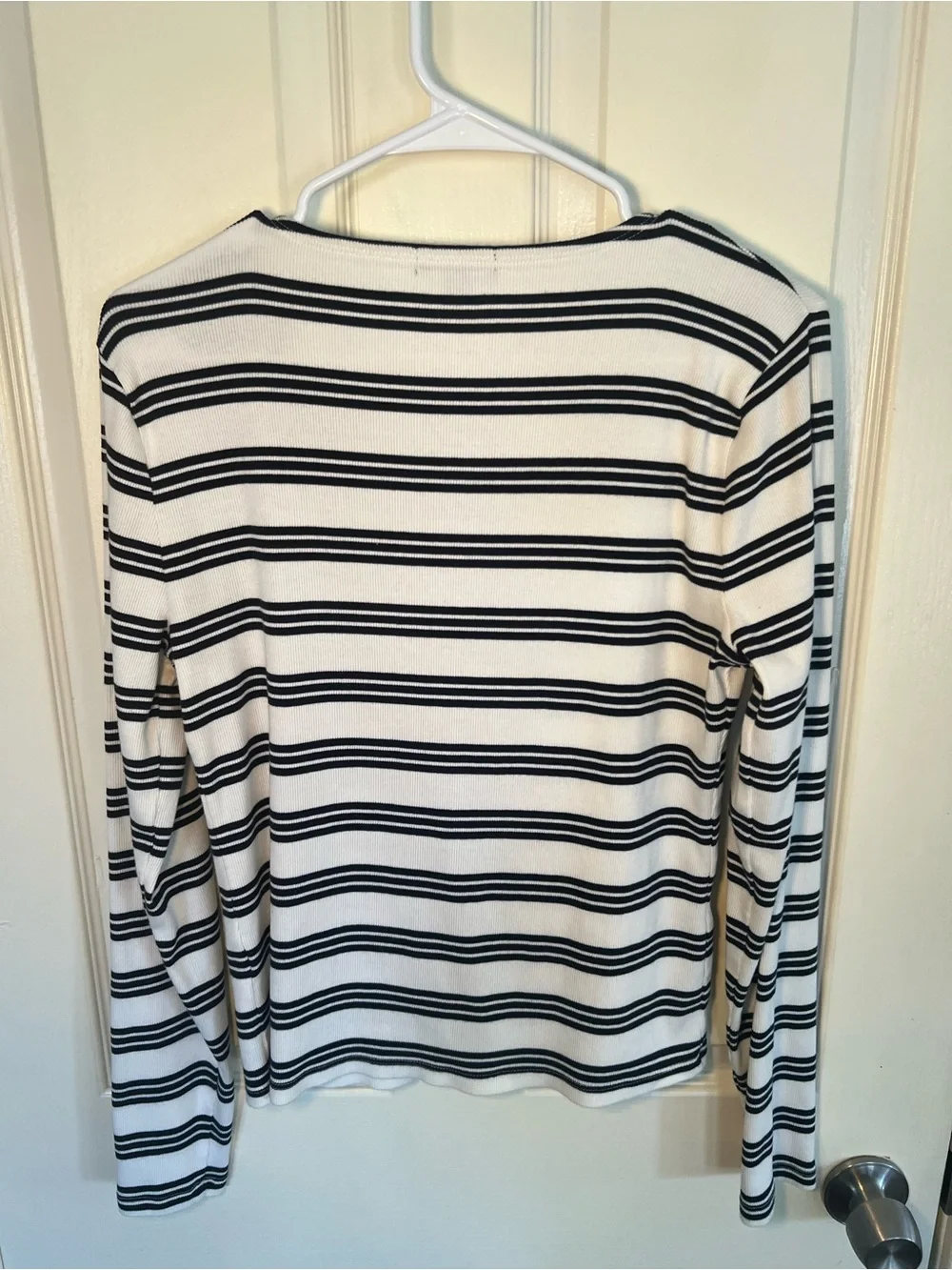 J.Crew Black White Striped Rib Knit Cardigan Top Size Large